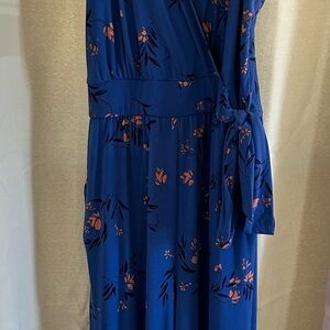 Floral Blue Wrap Dress